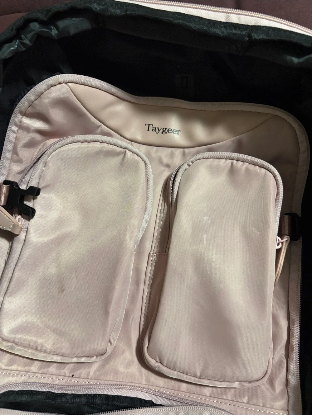 Pale Pink Travel Backpack with Multiple Organizer Pockets